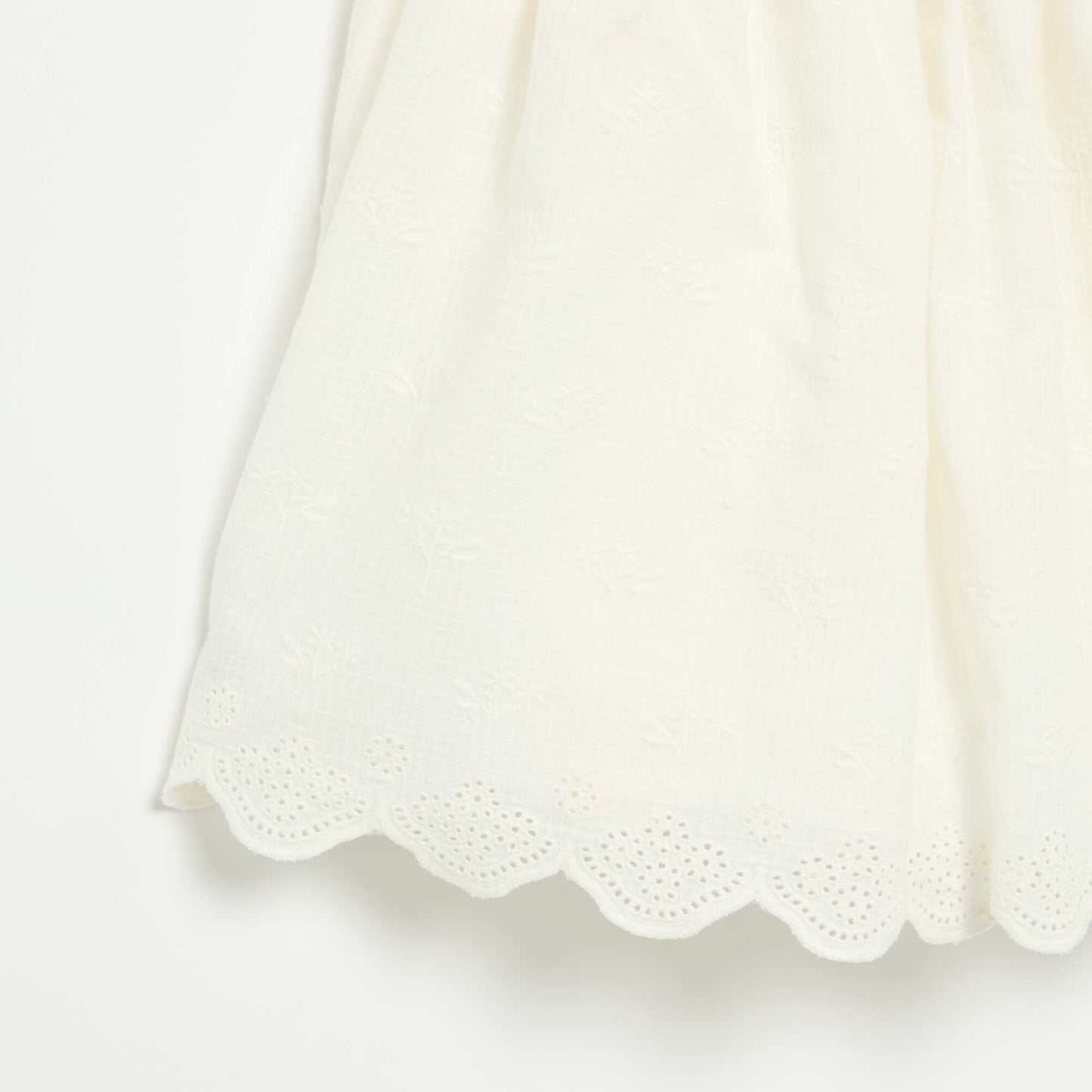 Embroidered Dress with Non-Adjustable Spaghetti Straps WHITE