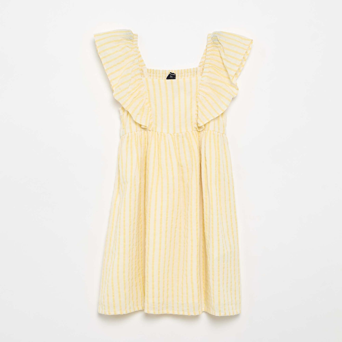 Yellow Striped Dress with Ruffled Sleeves YELLOW