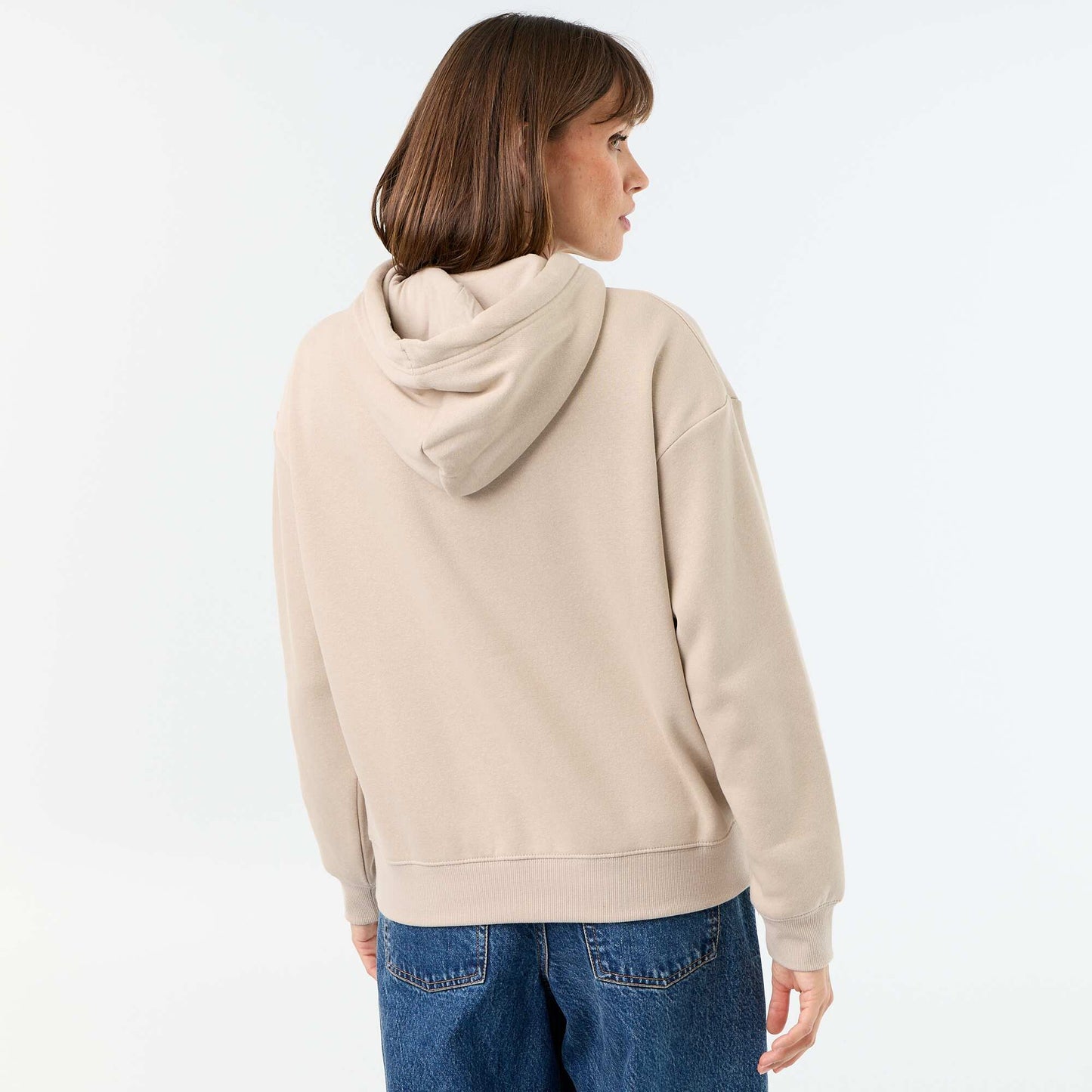 Plain hoodie with kangaroo pocket BEIGE