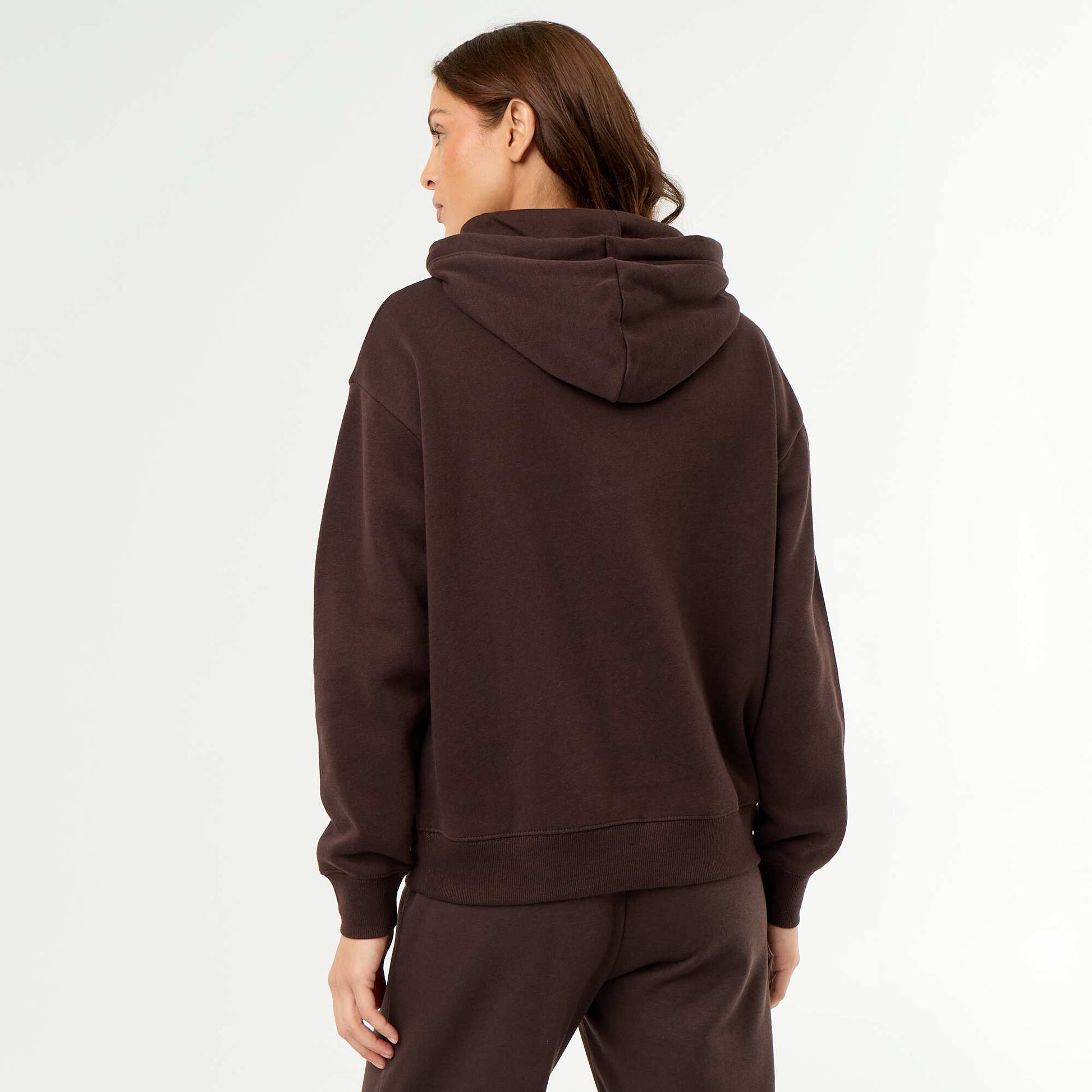 Plain hoodie with kangaroo pocket BROWN