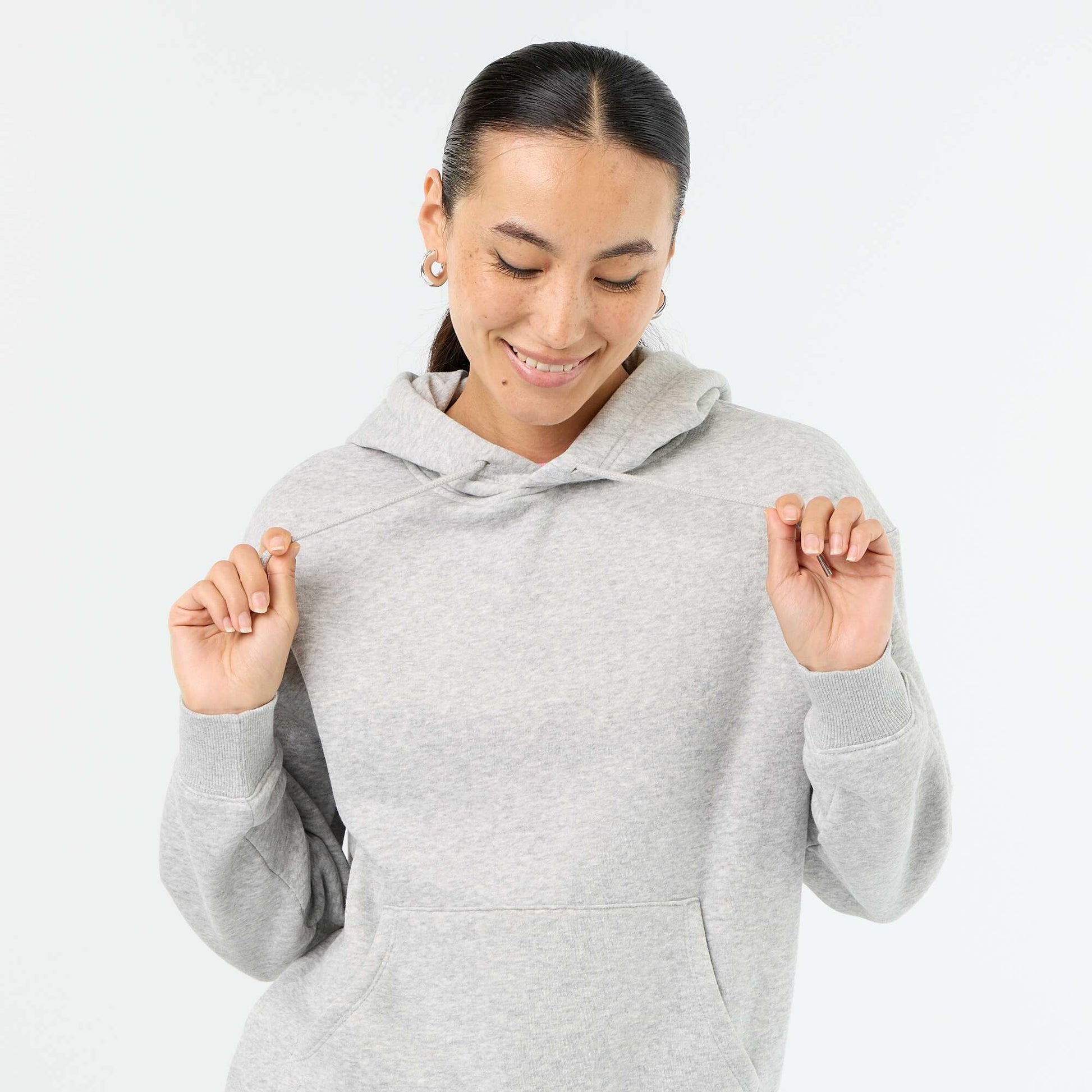 Plain hoodie with kangaroo pocket GREY