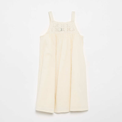 Crochet and Crêpe Fabric Dress WHITE
