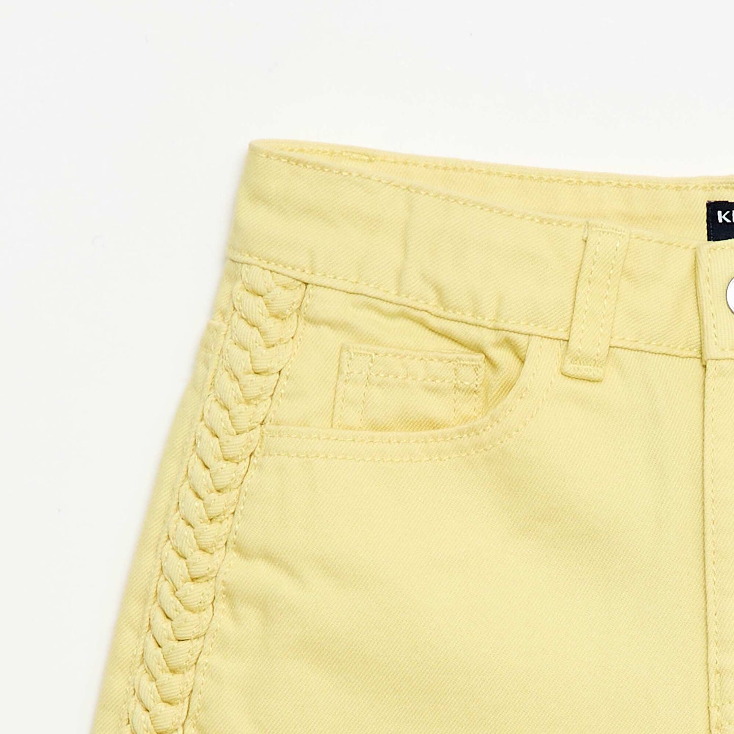 Plain 5-pocket denim Bermuda shorts YELLOW