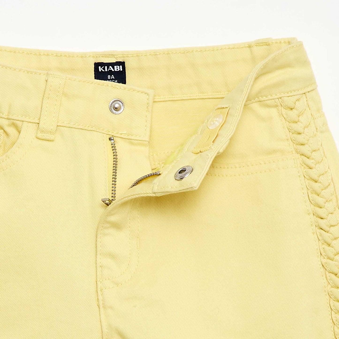 Plain 5-pocket denim Bermuda shorts YELLOW
