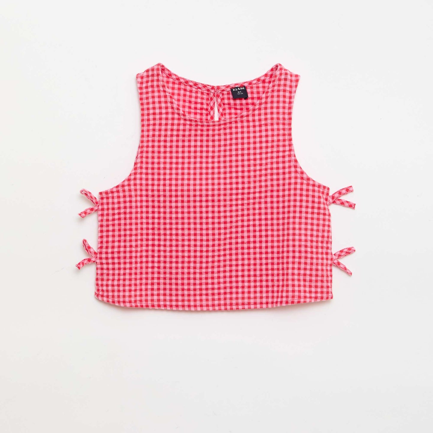 Sleeveless Gingham Blouse PINK