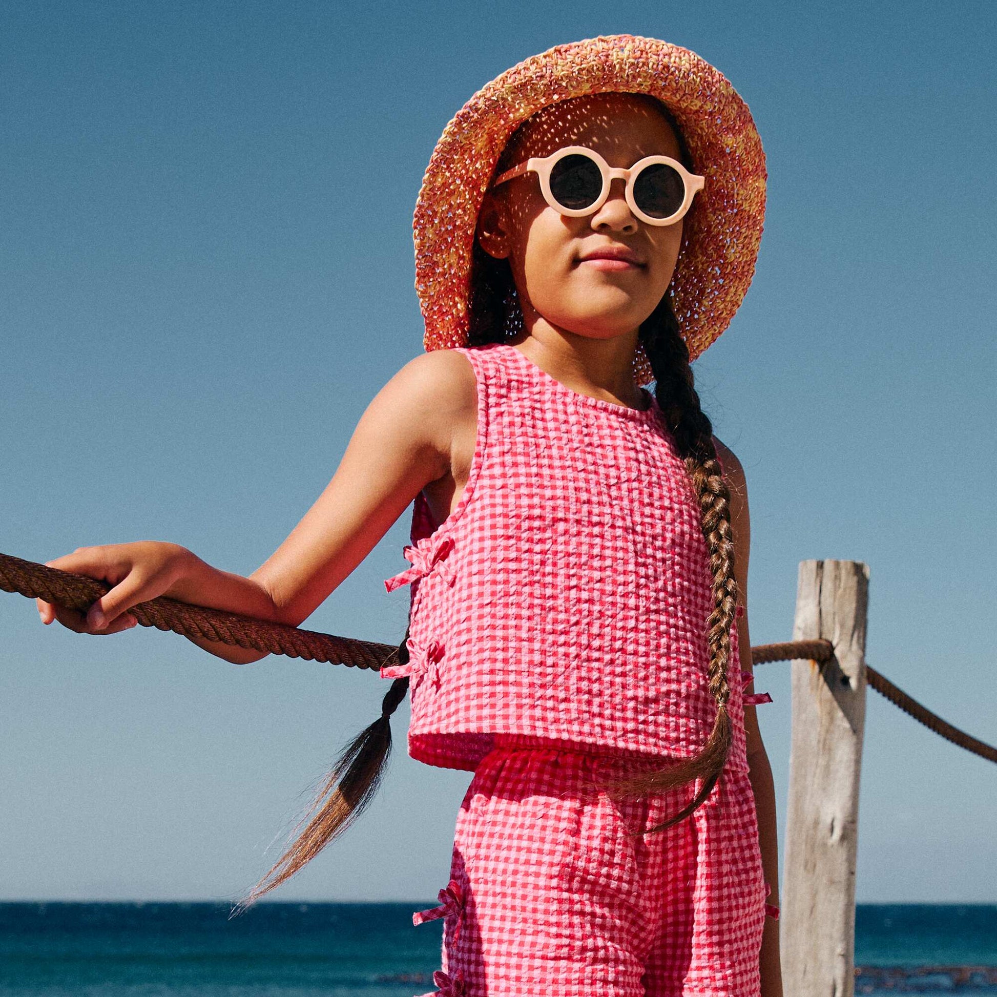 Sleeveless Gingham Blouse PINK