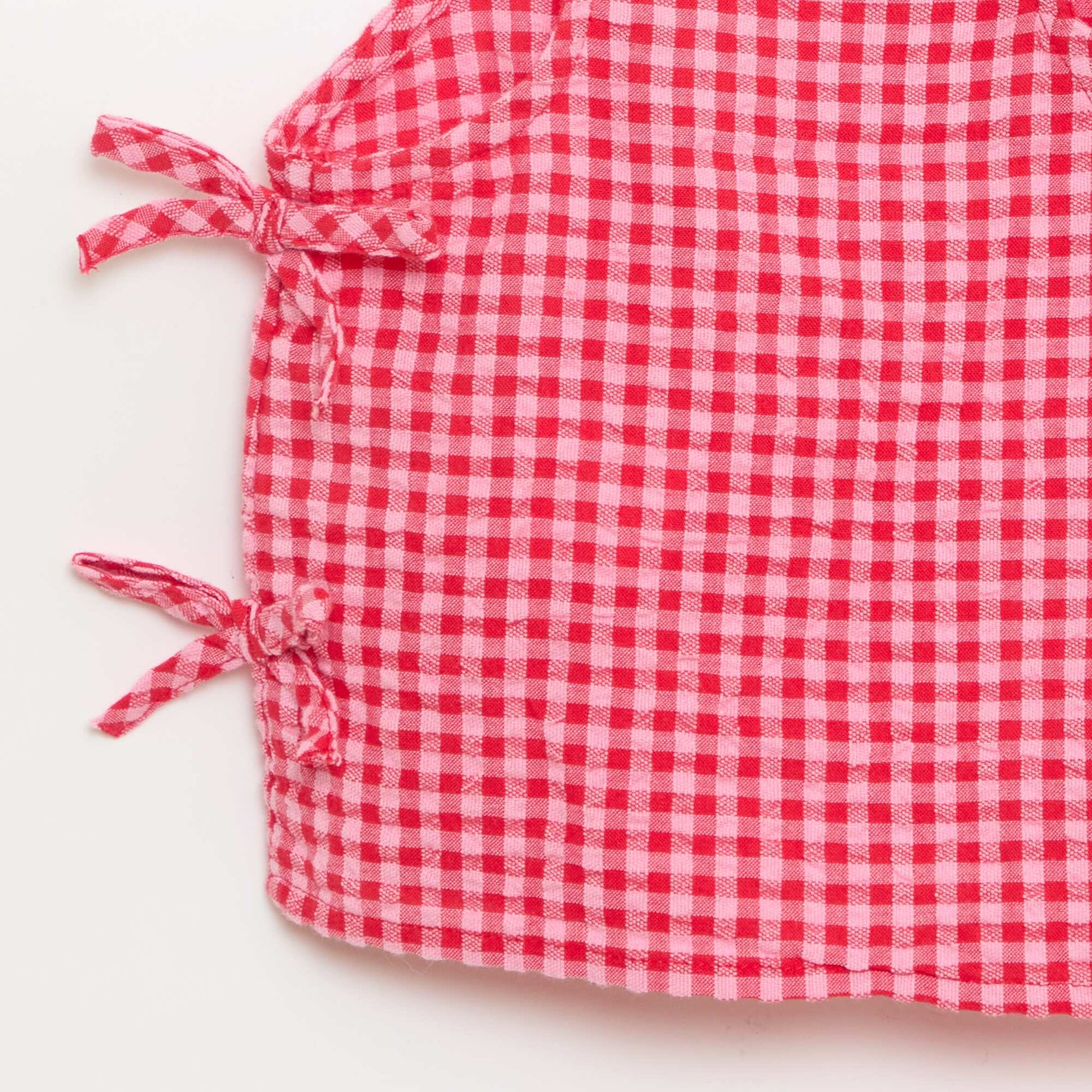 Sleeveless Gingham Blouse PINK