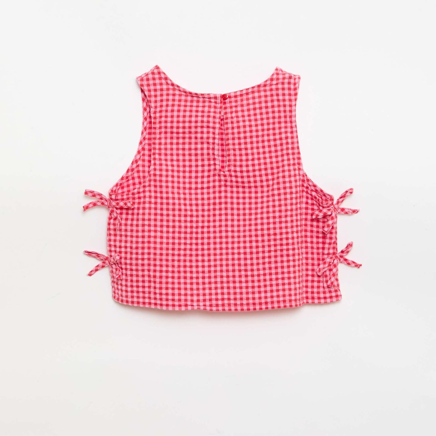 Sleeveless Gingham Blouse PINK