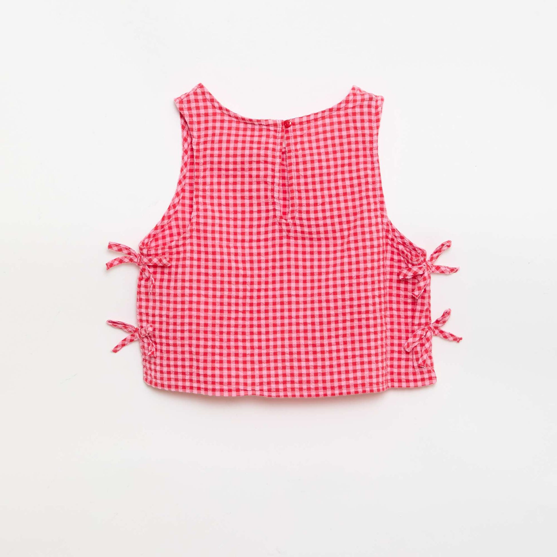 Sleeveless Gingham Blouse PINK