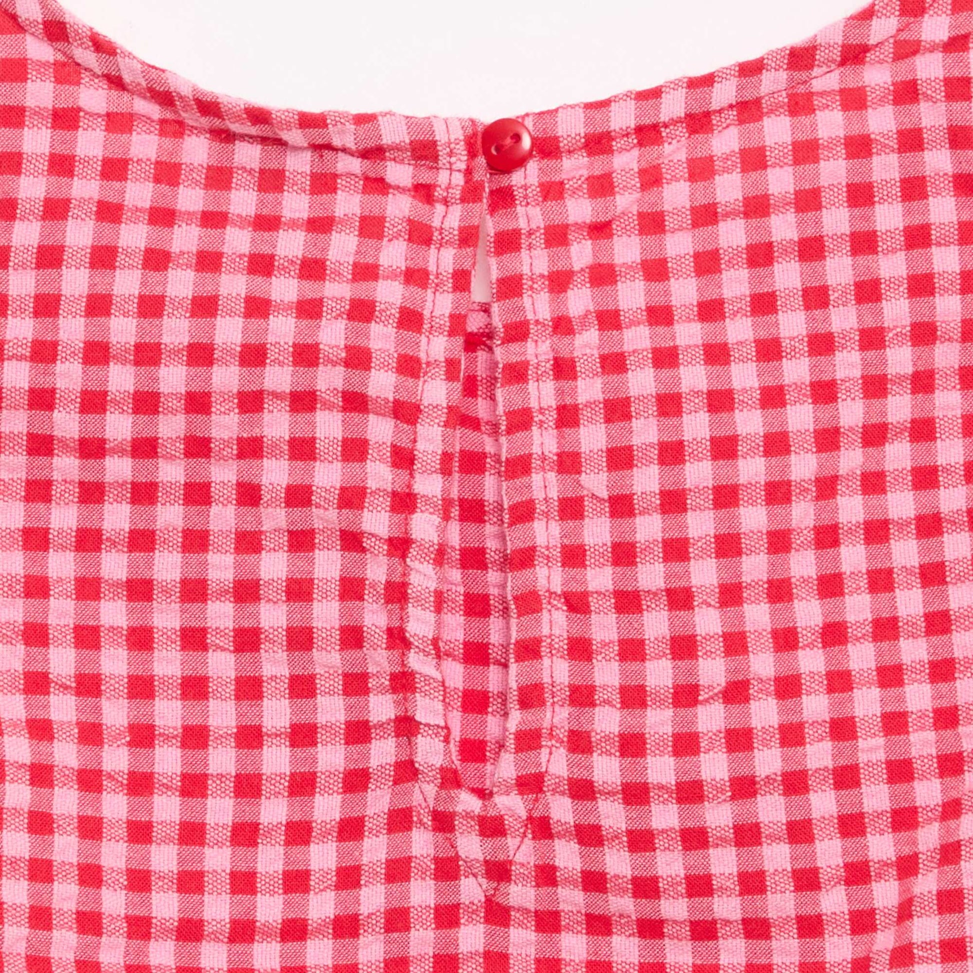 Sleeveless Gingham Blouse PINK