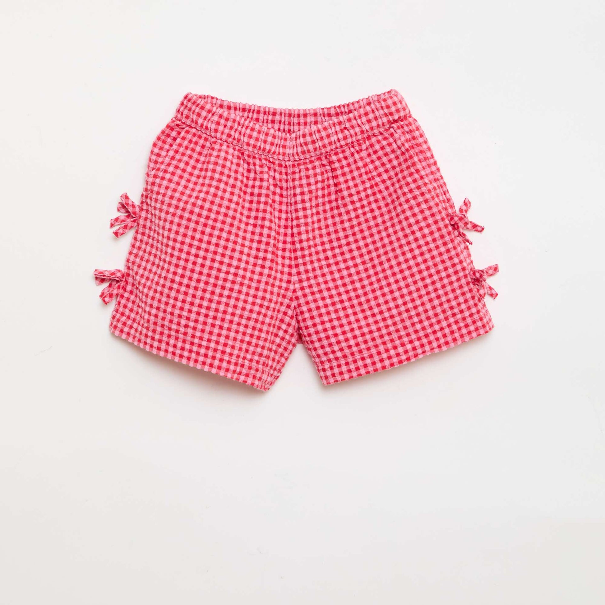 Plaid Shorts with Decorative Bows PINK