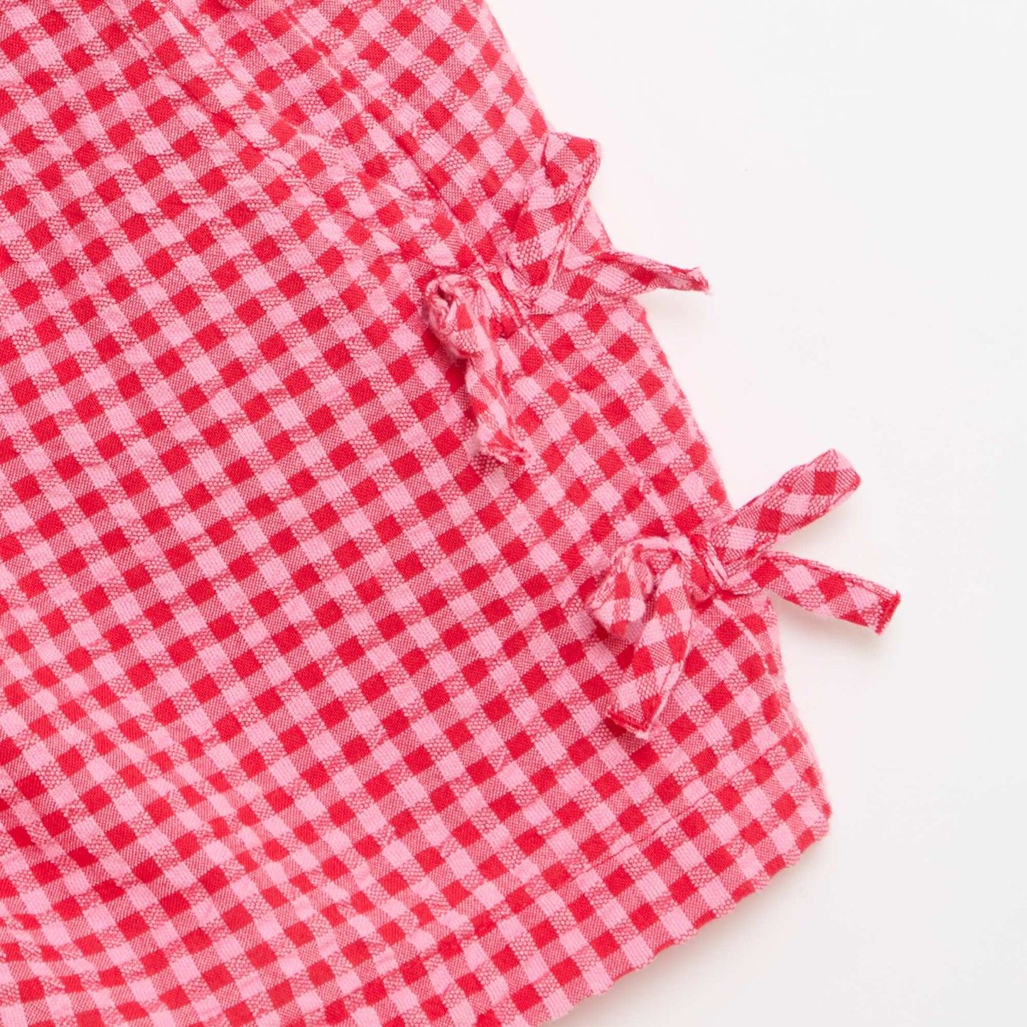 Plaid Shorts with Decorative Bows PINK