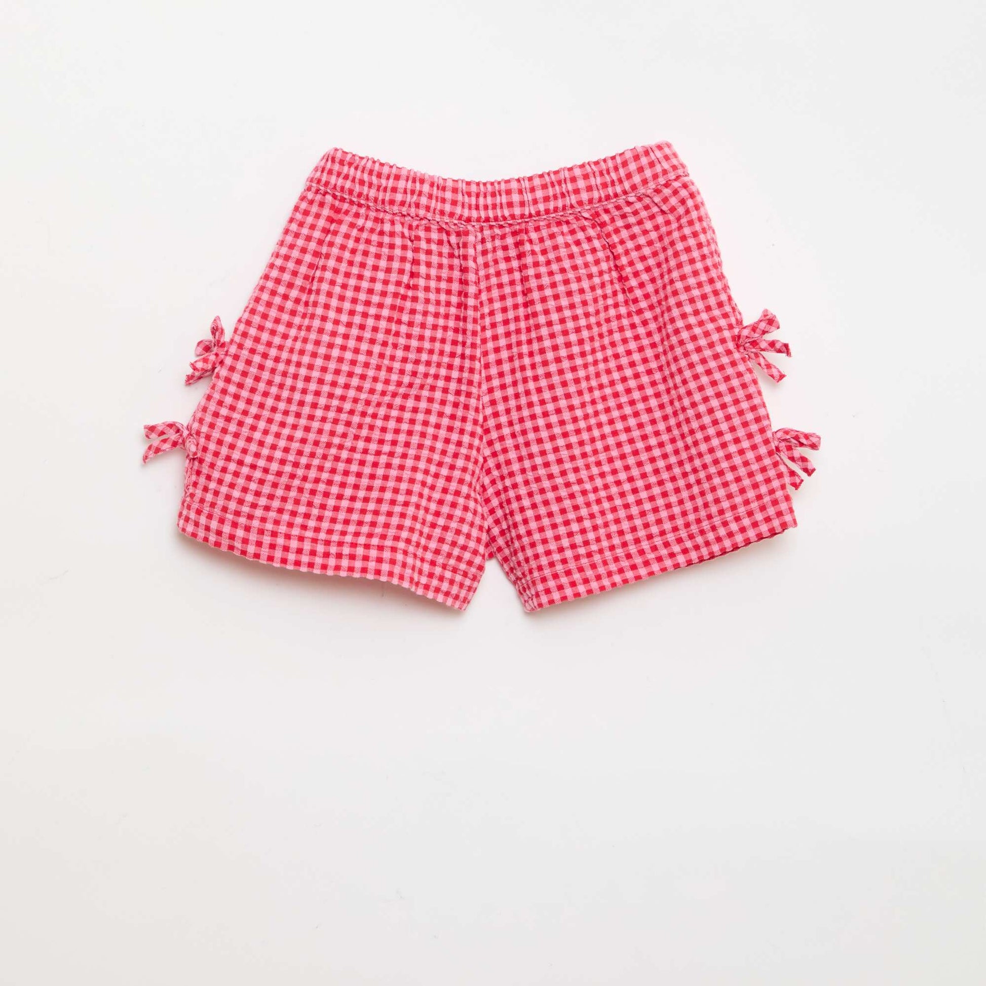 Plaid Shorts with Decorative Bows PINK