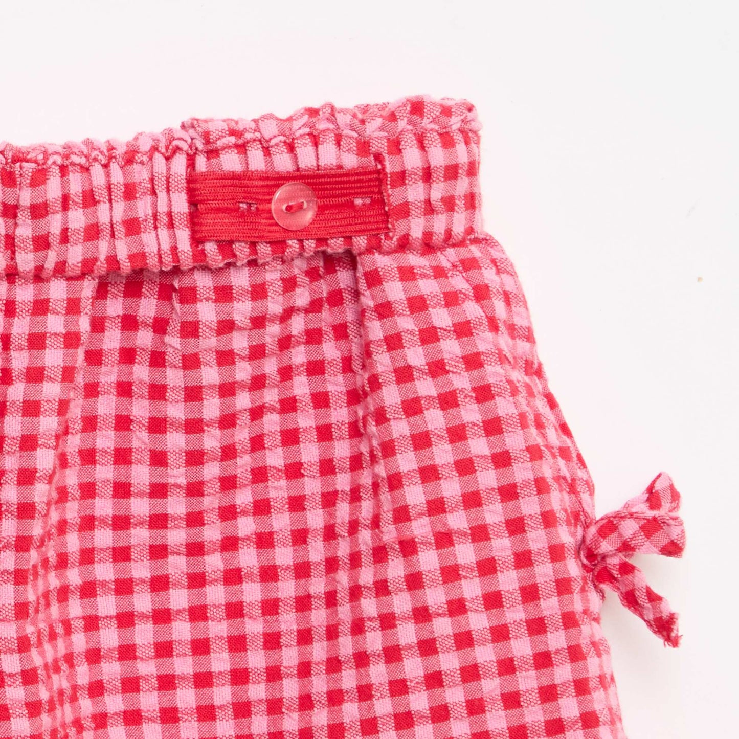 Plaid Shorts with Decorative Bows PINK