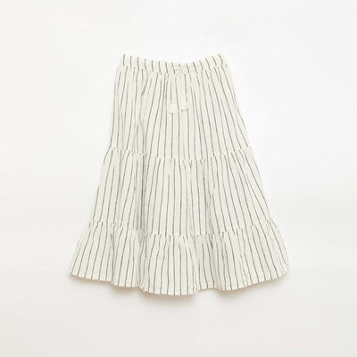 Long striped ruffled skirt WHITE