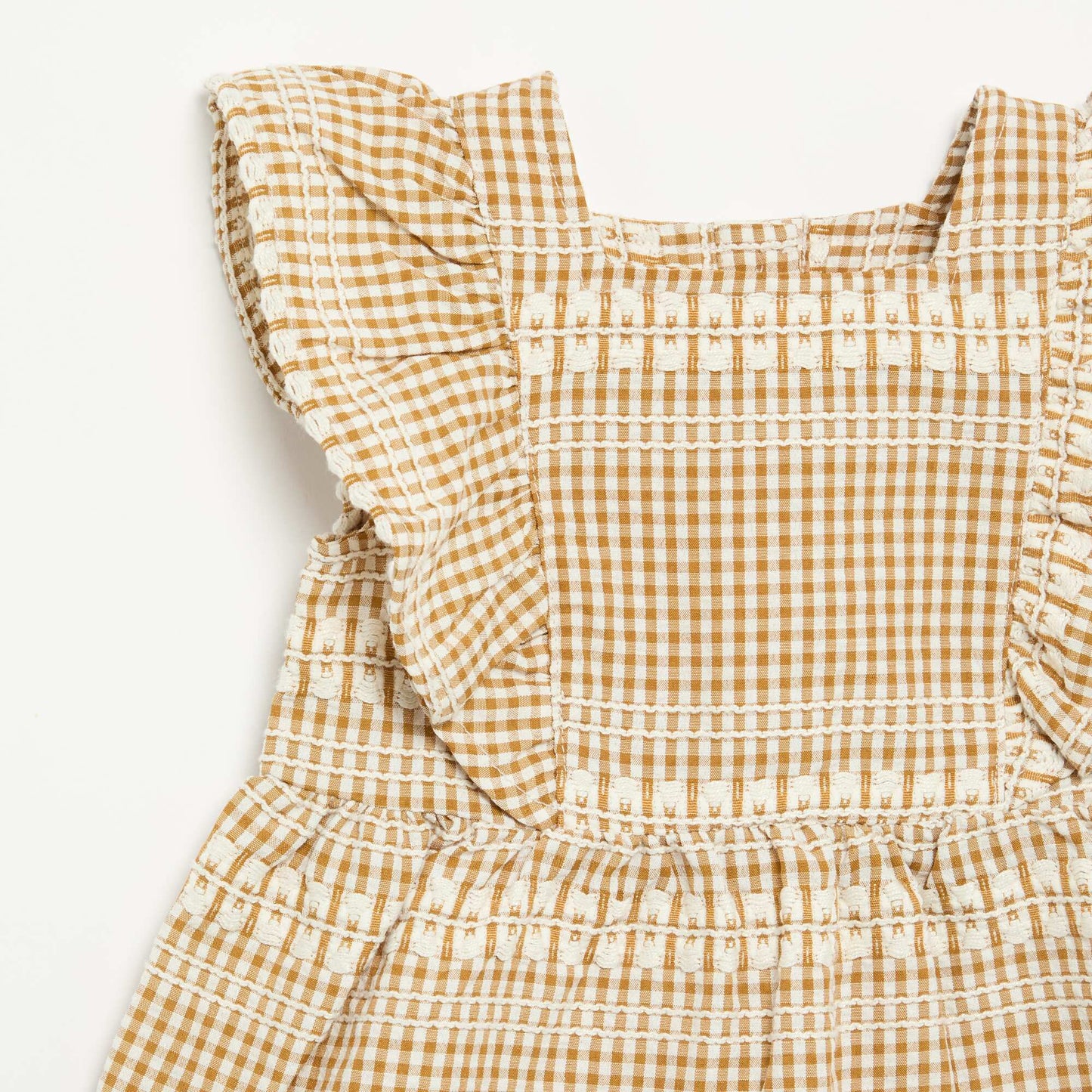 Ruffled checked dress BROWN