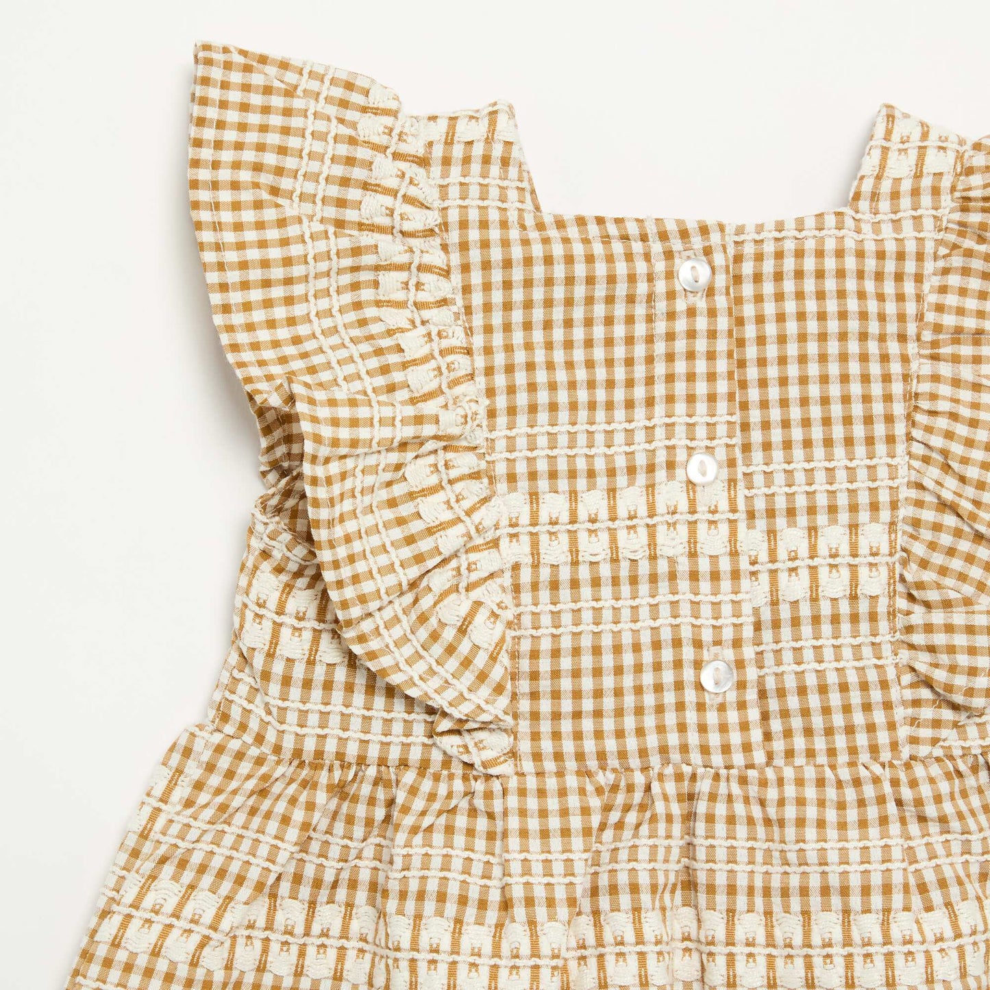 Ruffled checked dress BROWN