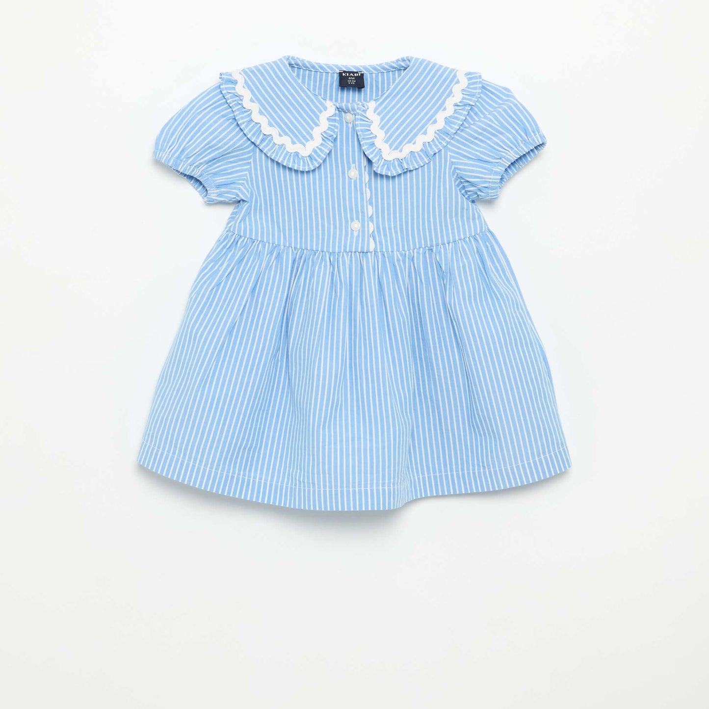 Poplin Short-Sleeved Dress with Peter Pan Collar BLUE