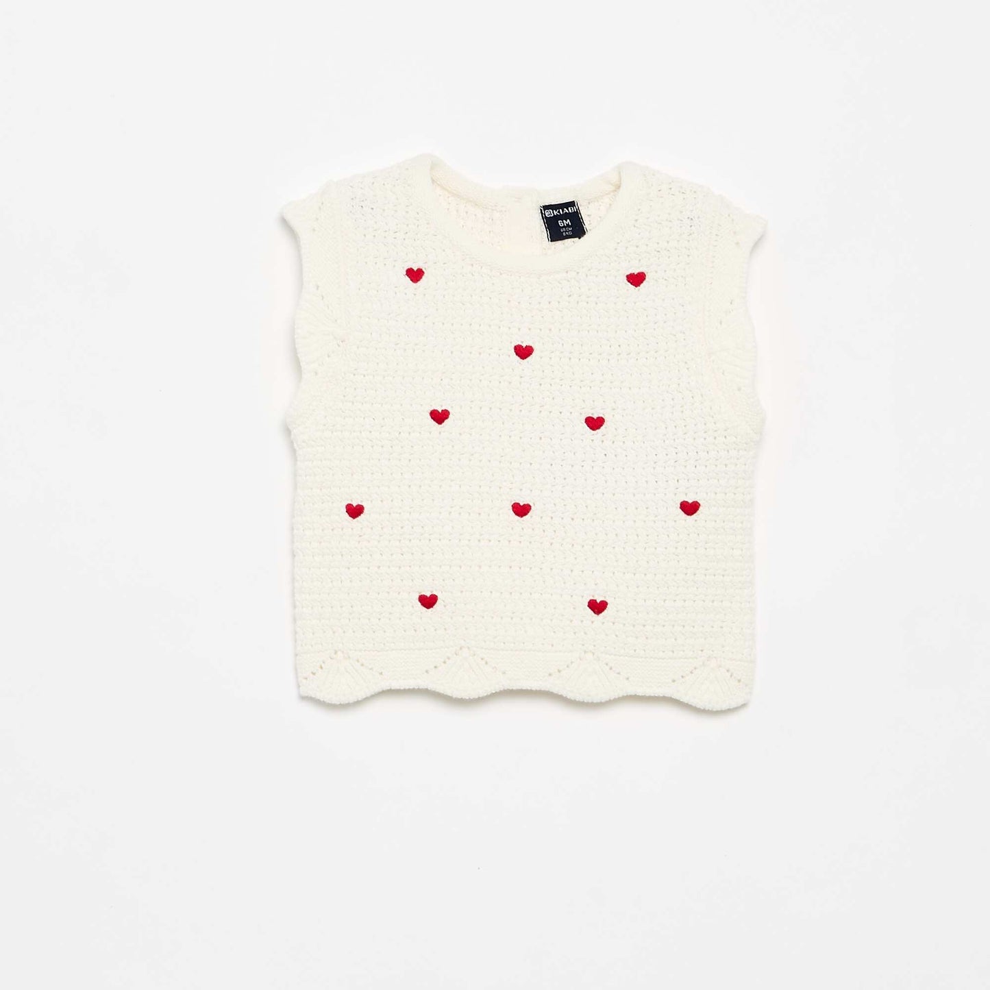 Knitted sweater with \'heart\' motif embroidery WHITE