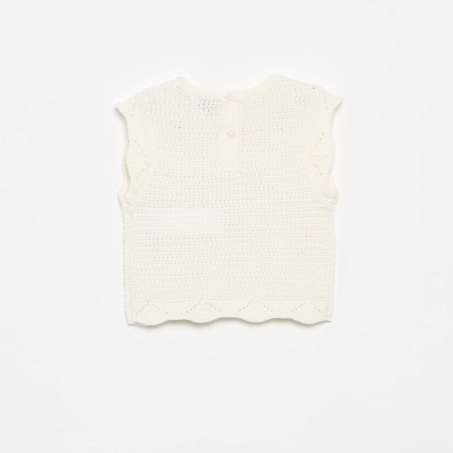 Knitted sweater with \'heart\' motif embroidery WHITE