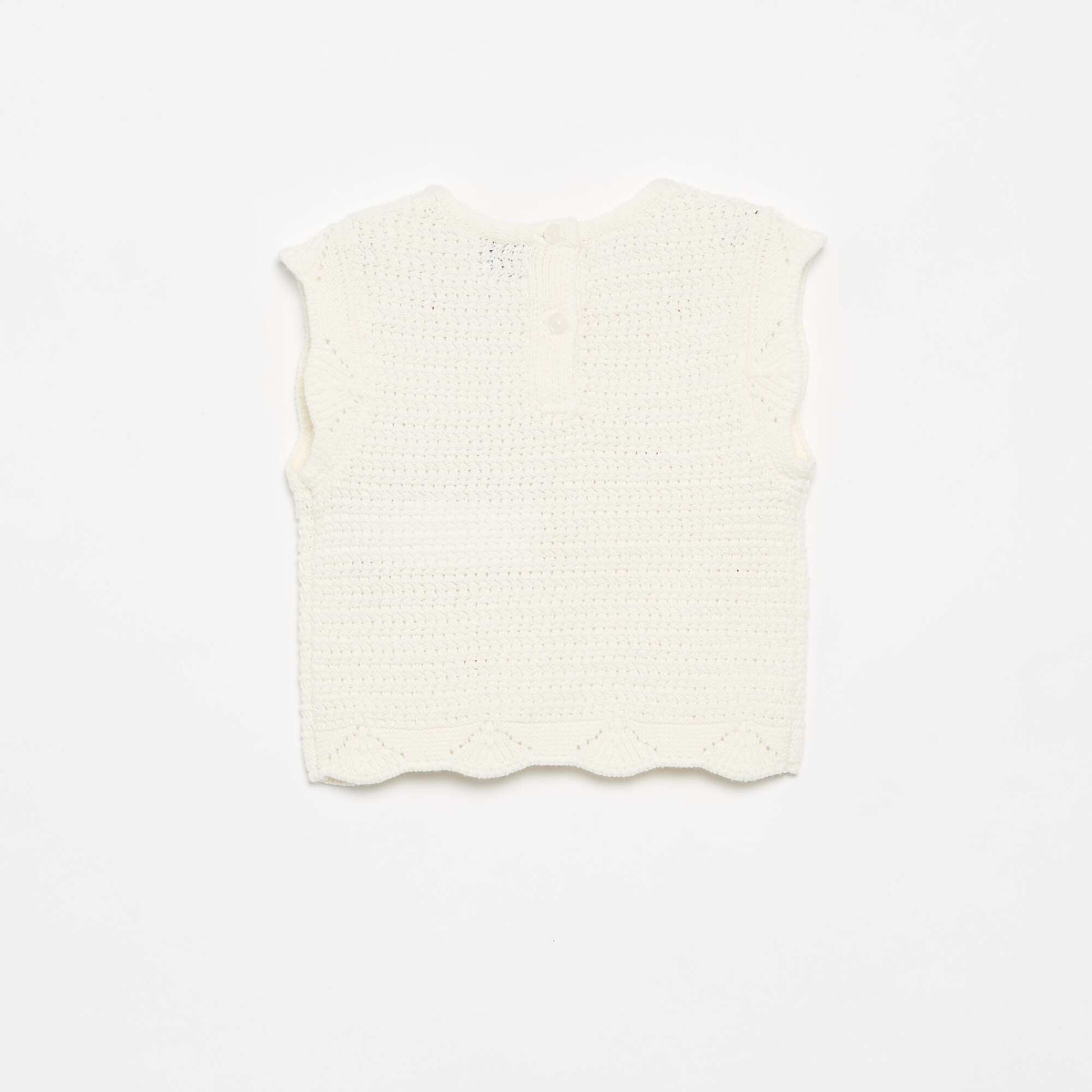 Knitted sweater with \'heart\' motif embroidery WHITE