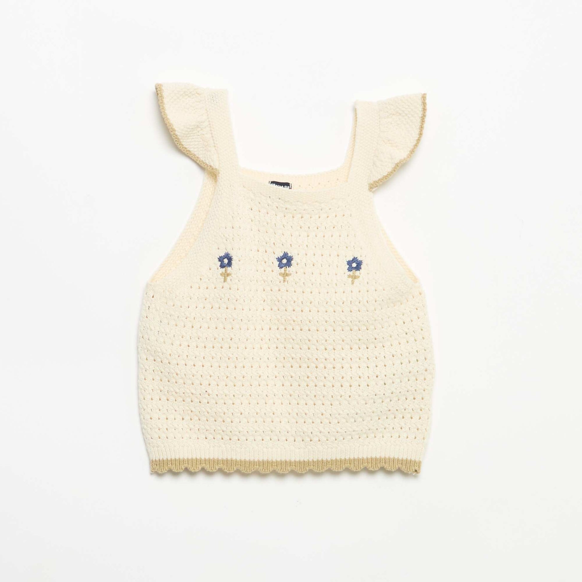 Sleeveless Crochet Sweater BEIGE