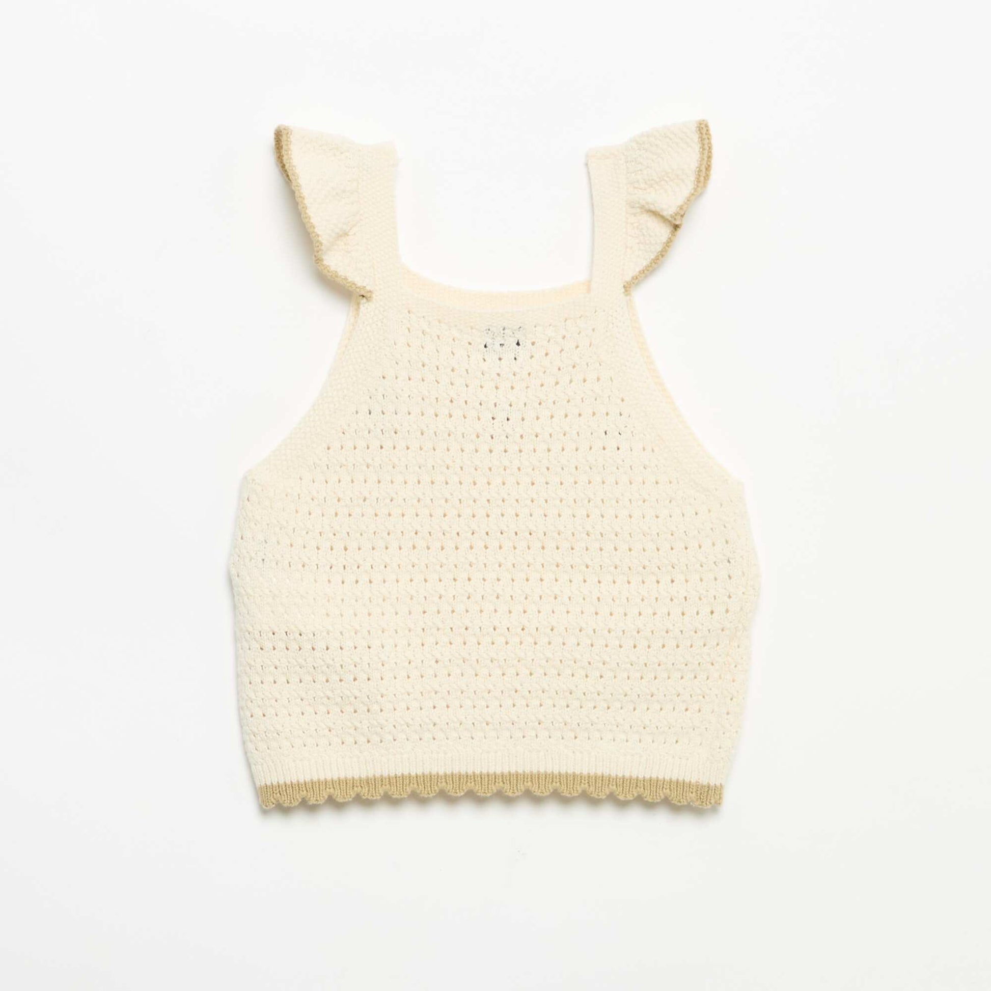 Sleeveless Crochet Sweater BEIGE