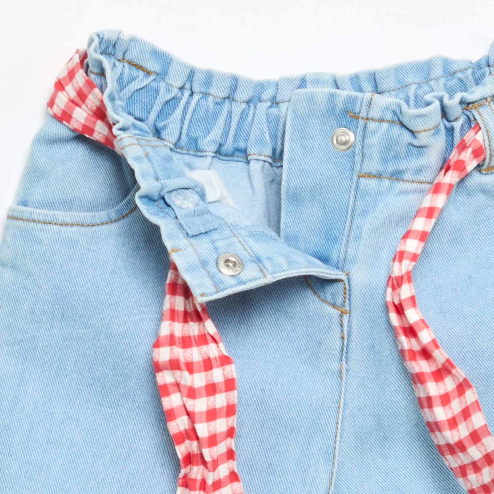 Denim Pants with Tie Belt WHITE