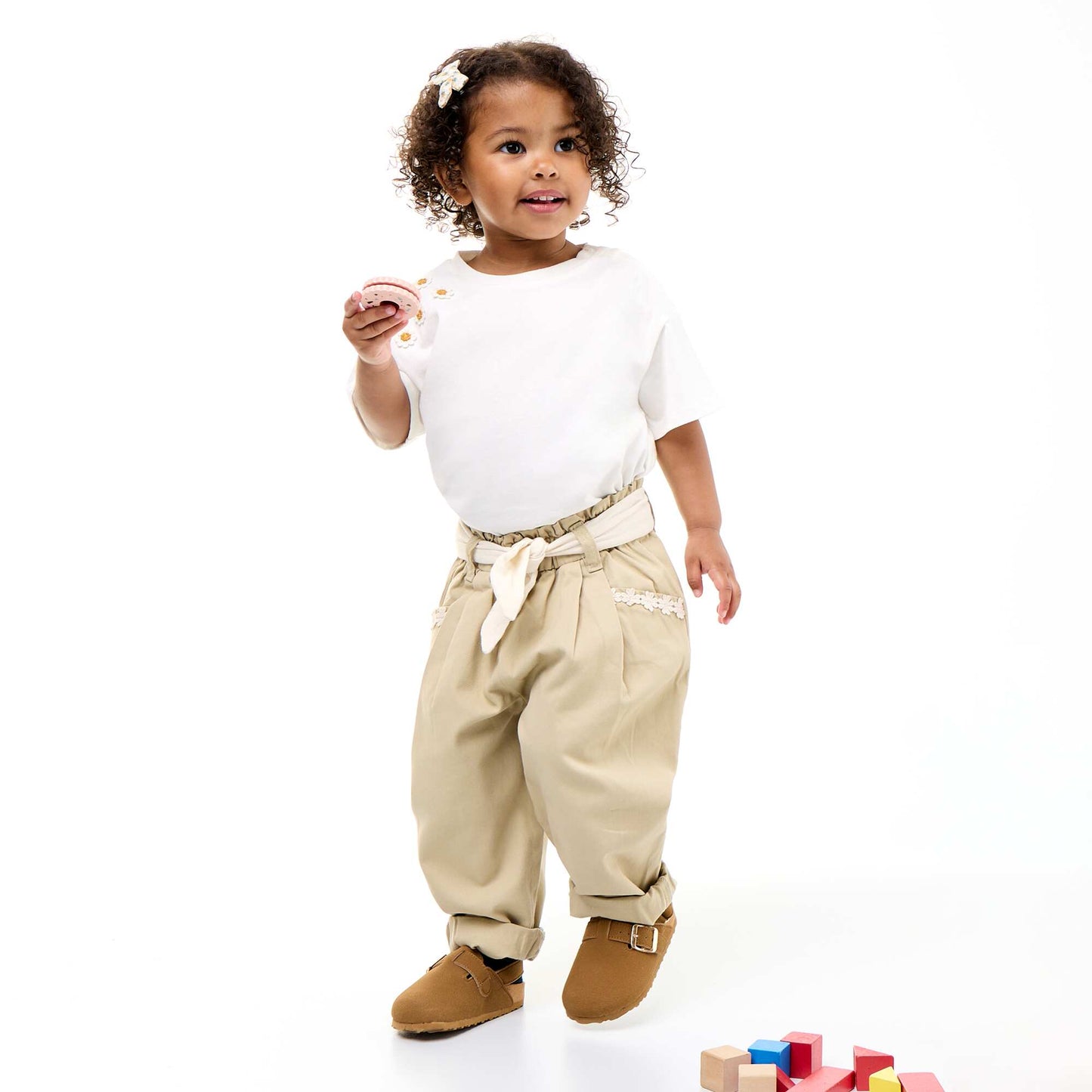 Twill Trousers with Tie Belt BEIGE
