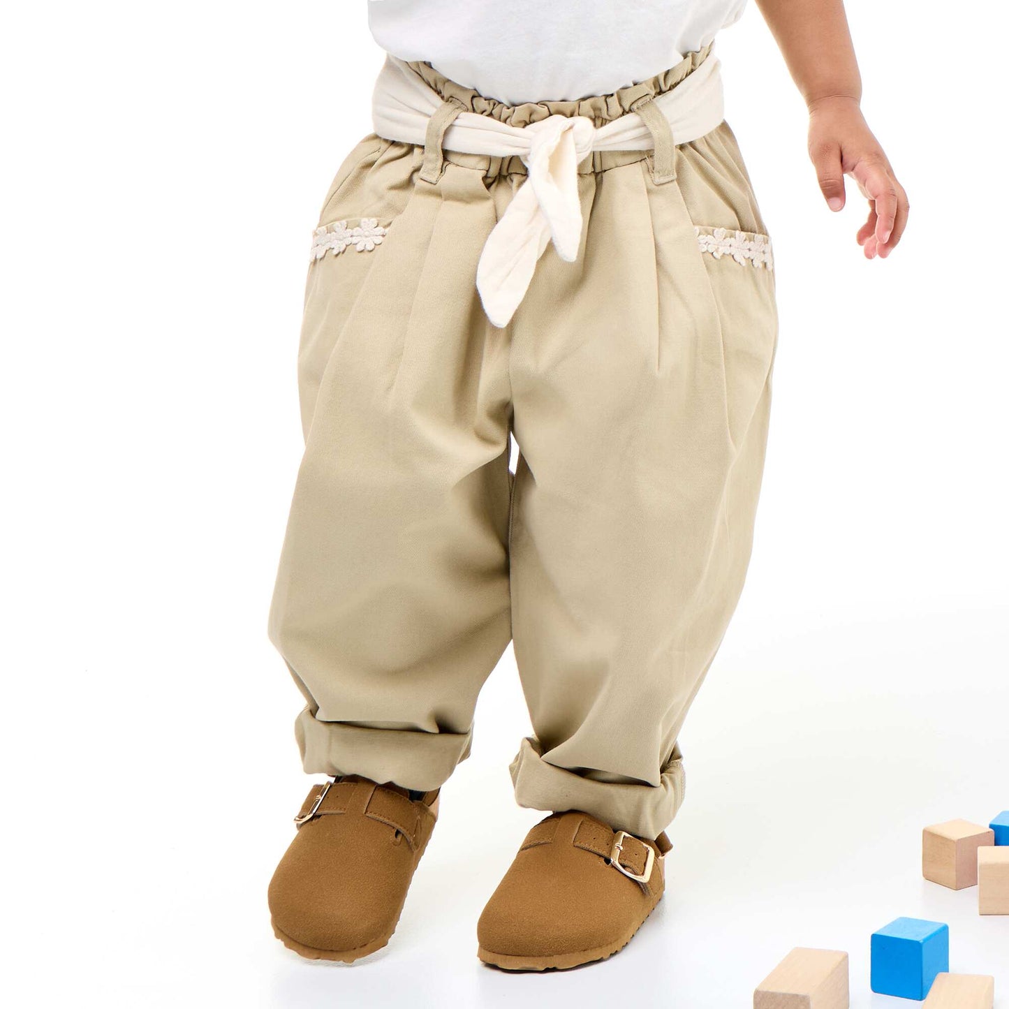 Twill Trousers with Tie Belt BEIGE