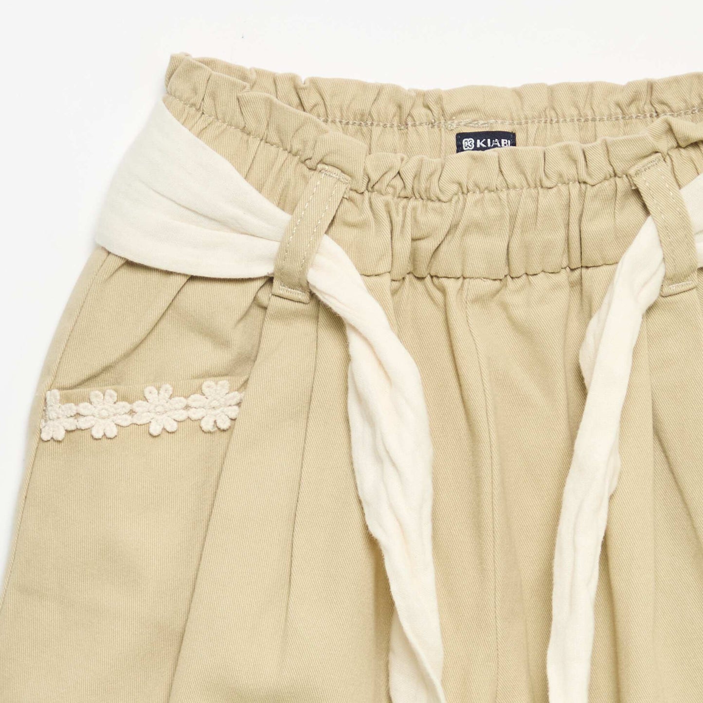 Twill Trousers with Tie Belt BEIGE