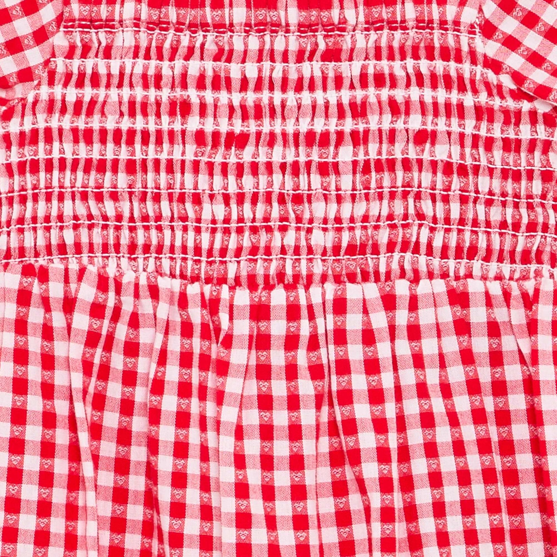 Gingham Romper with Ruffles RED