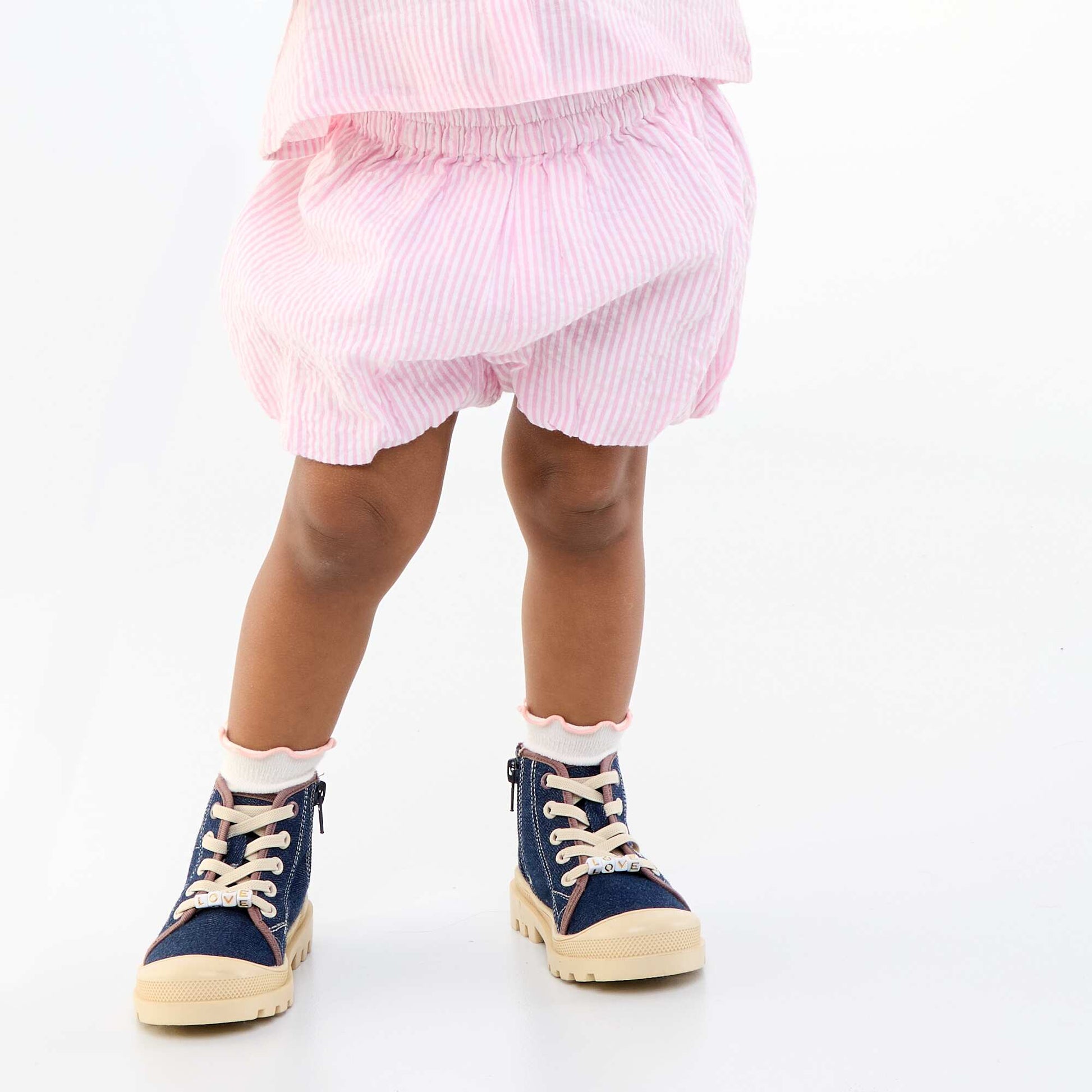 Striped Seersucker Shorts PINK