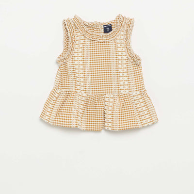 Ruffled Armhole Blouse BROWN