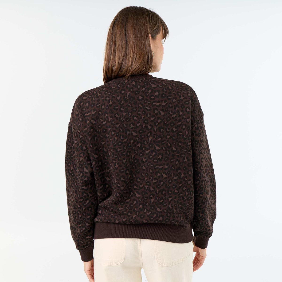 Printed long-sleeved sweatshirt BROWN