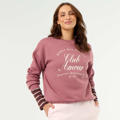 Printed long-sleeved sweatshirt PINK