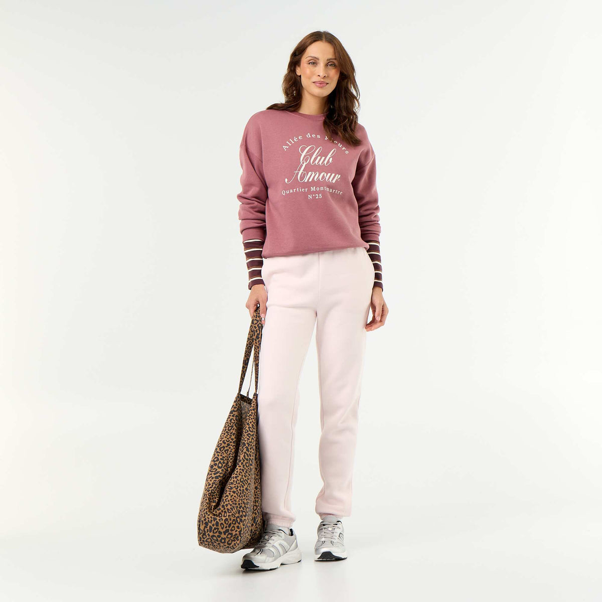 Printed long-sleeved sweatshirt PINK