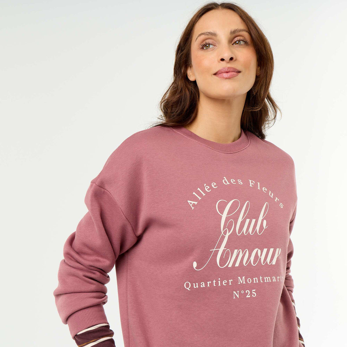 Printed long-sleeved sweatshirt PINK