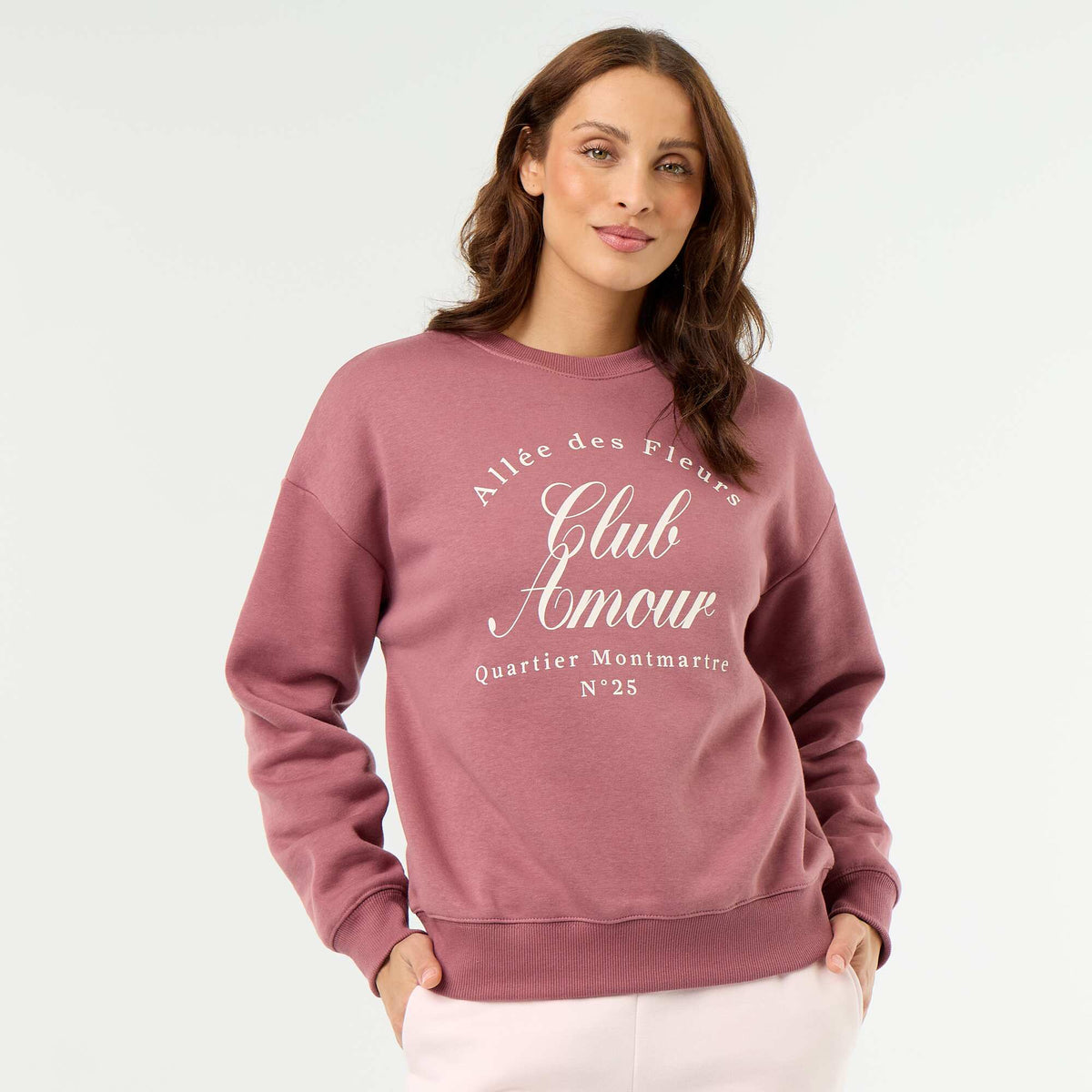 Printed long-sleeved sweatshirt PINK