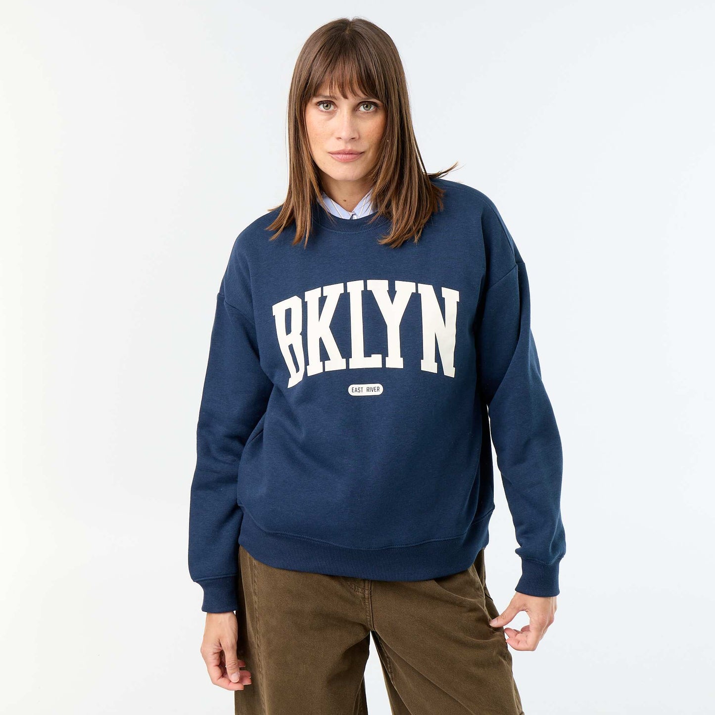 Printed long-sleeved sweatshirt BLUE