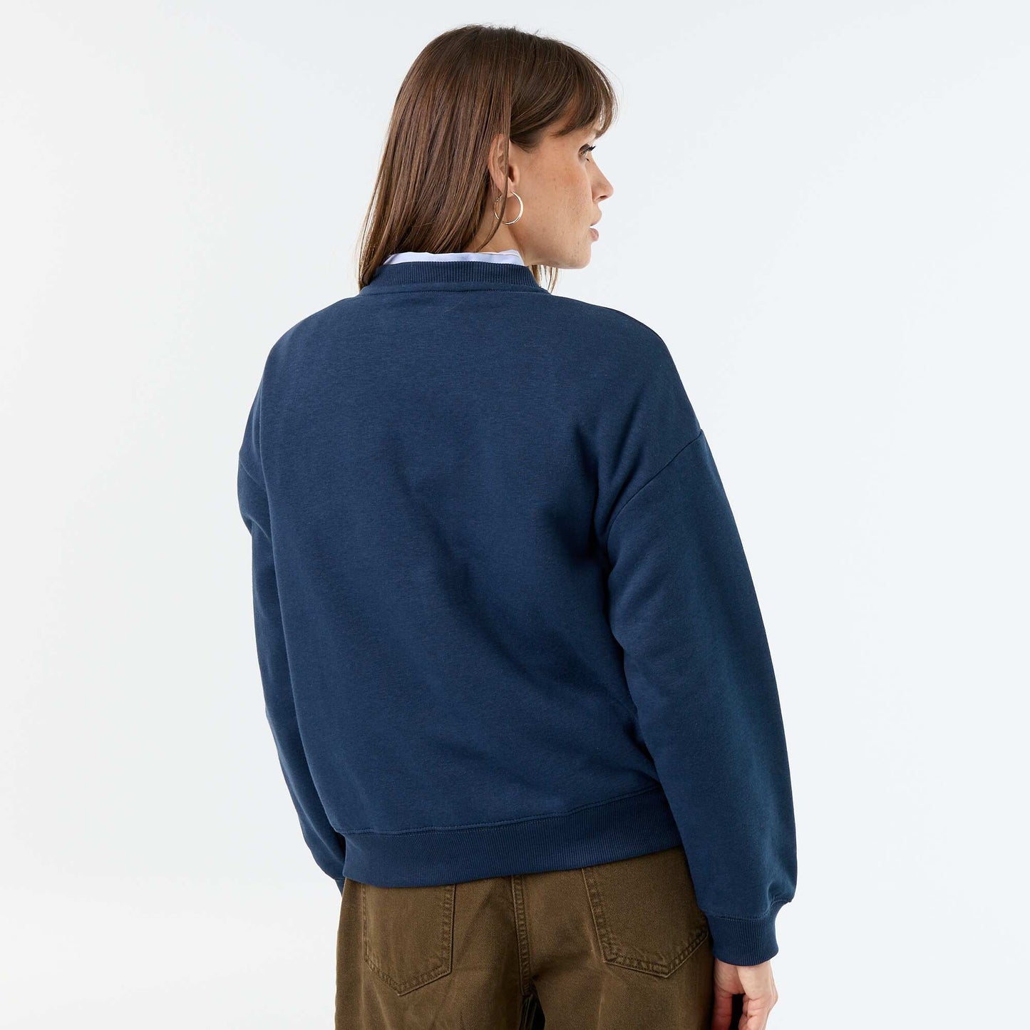 Printed long-sleeved sweatshirt BLUE