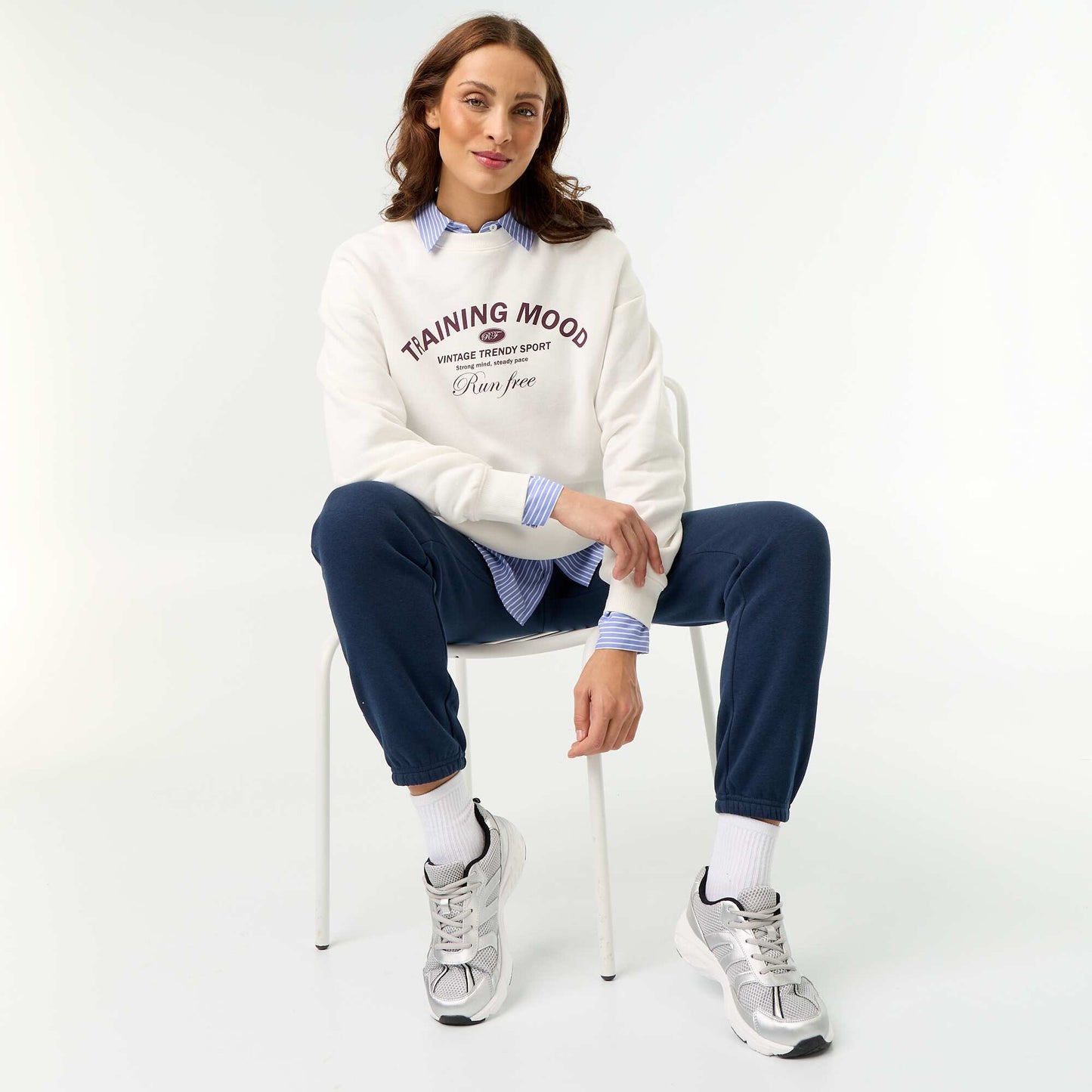 Printed long-sleeved sweatshirt WHITE