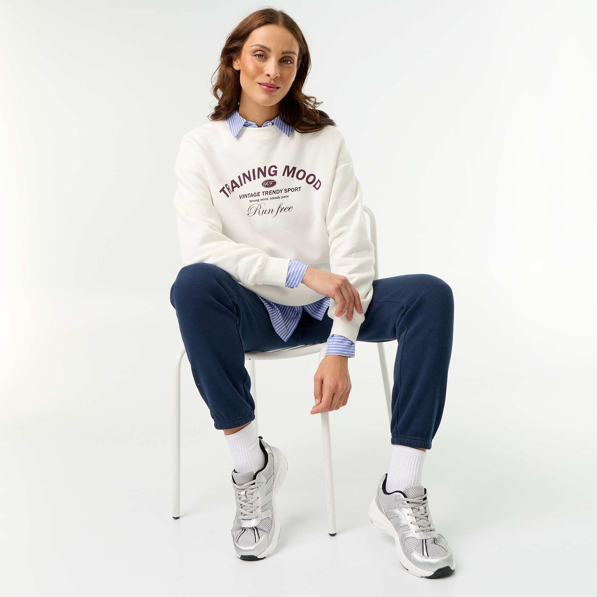 Printed long-sleeved sweatshirt WHITE