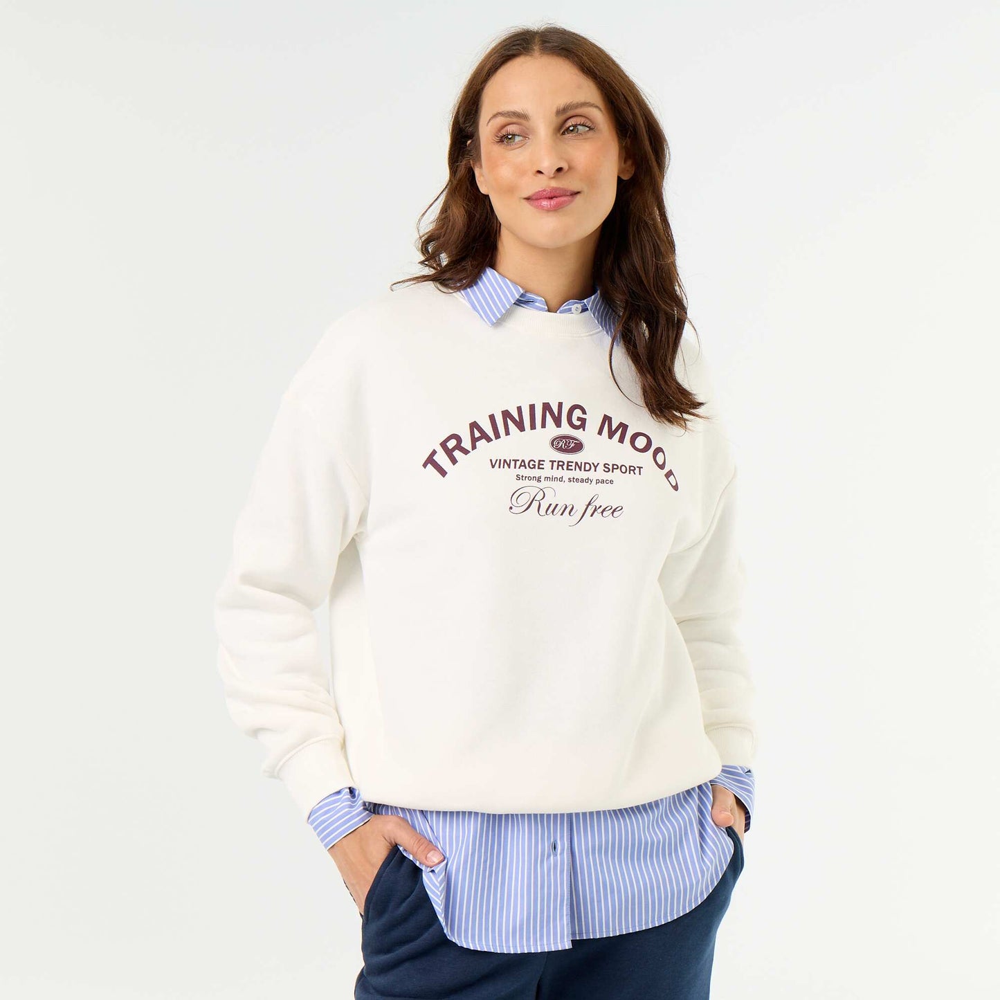 Printed long-sleeved sweatshirt WHITE