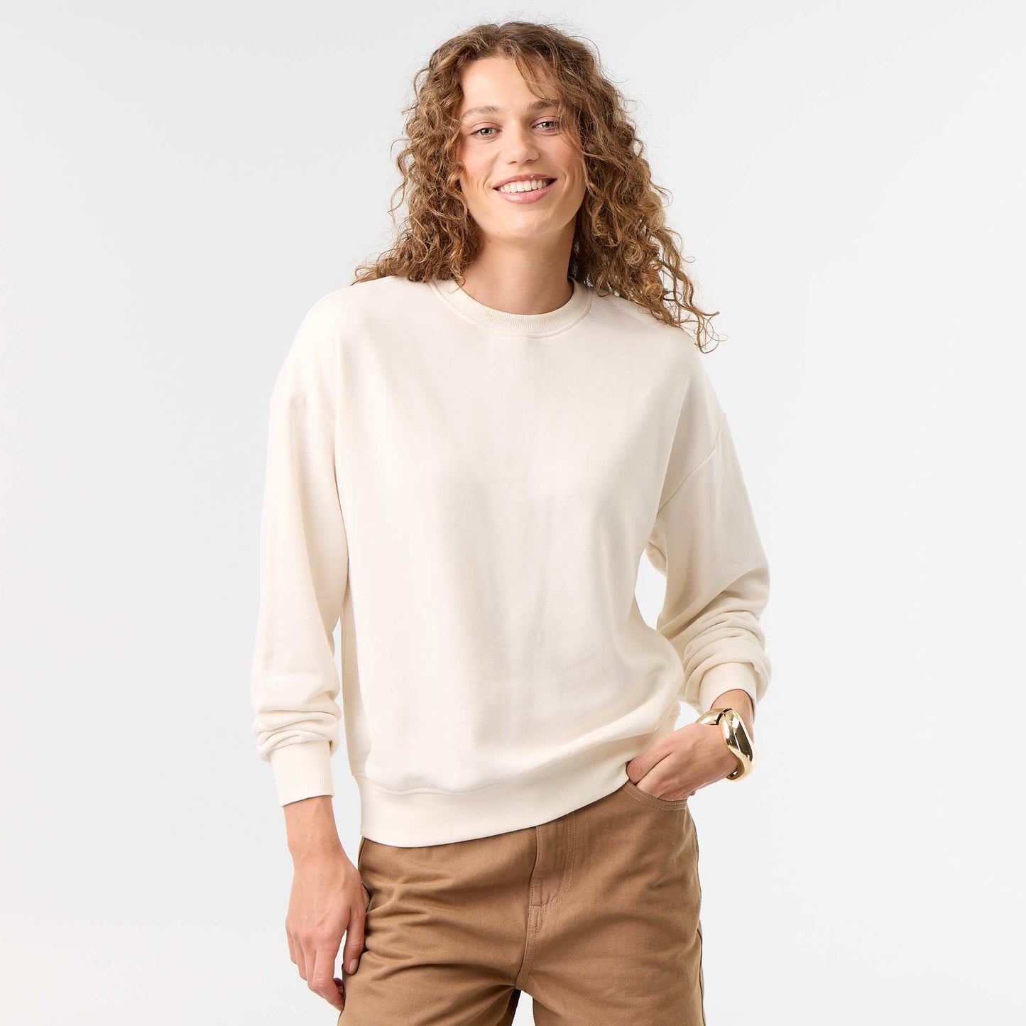 Plain French Terry Sweatshirt WHITE