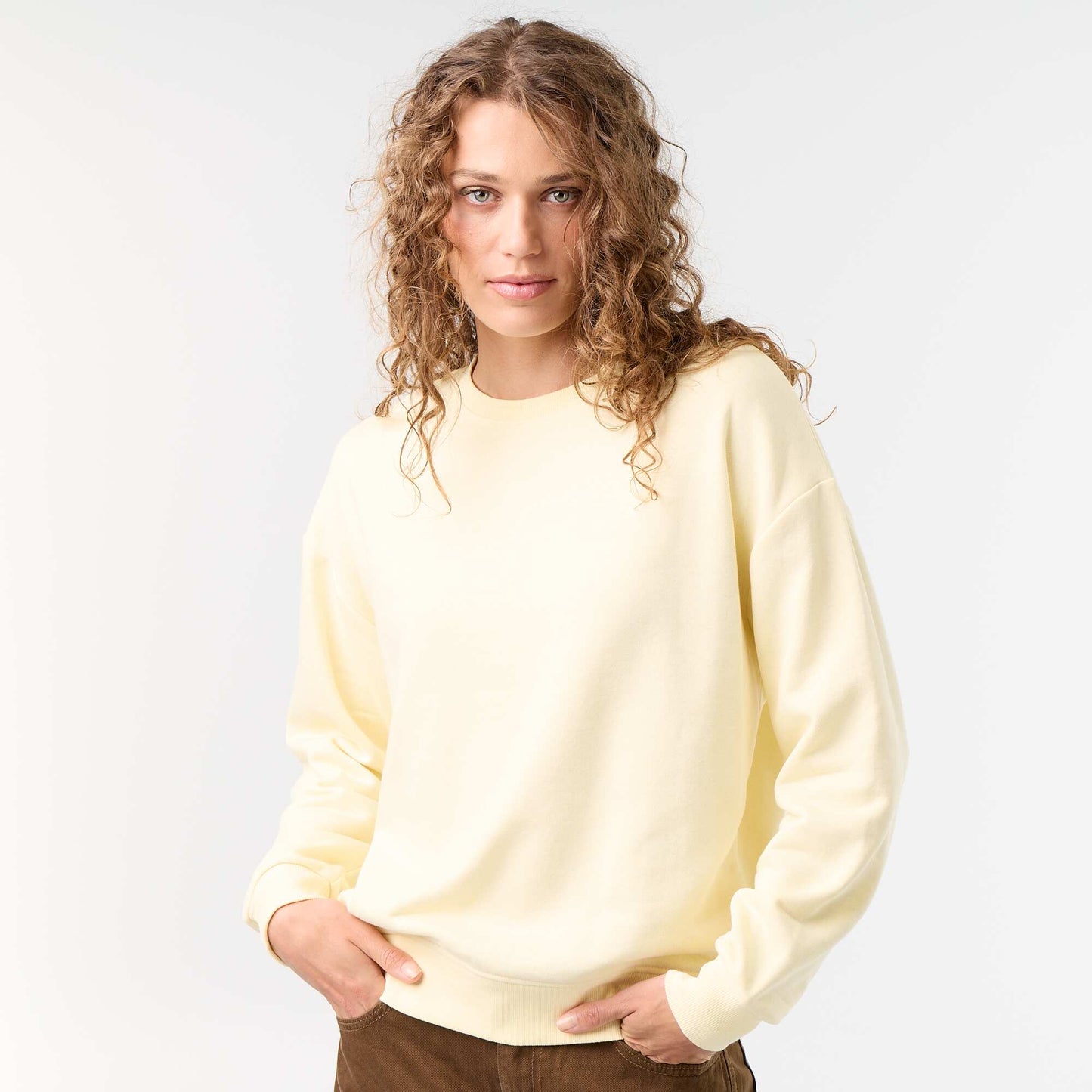 Plain French Terry Sweatshirt YELLOW
