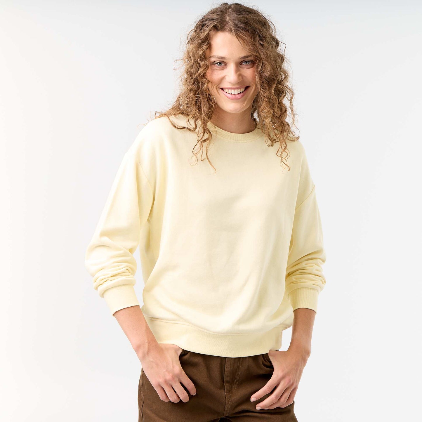 Plain French Terry Sweatshirt YELLOW