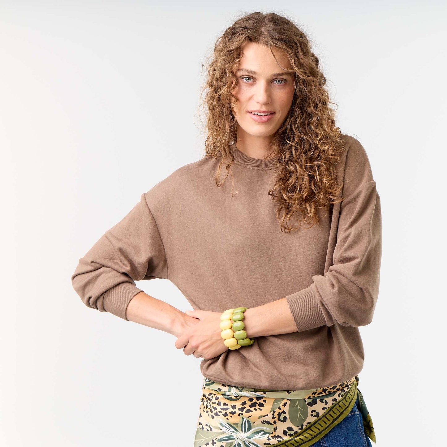 Plain French Terry Sweatshirt BROWN