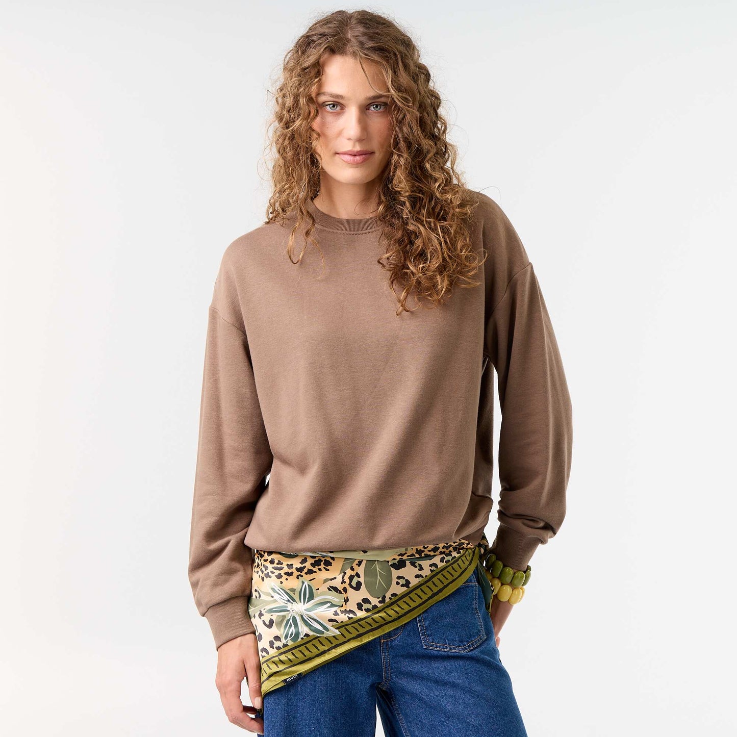 Plain French Terry Sweatshirt BROWN