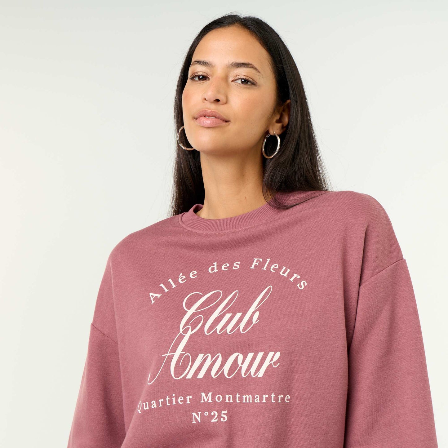Crew neck sweatshirt with front print PINK